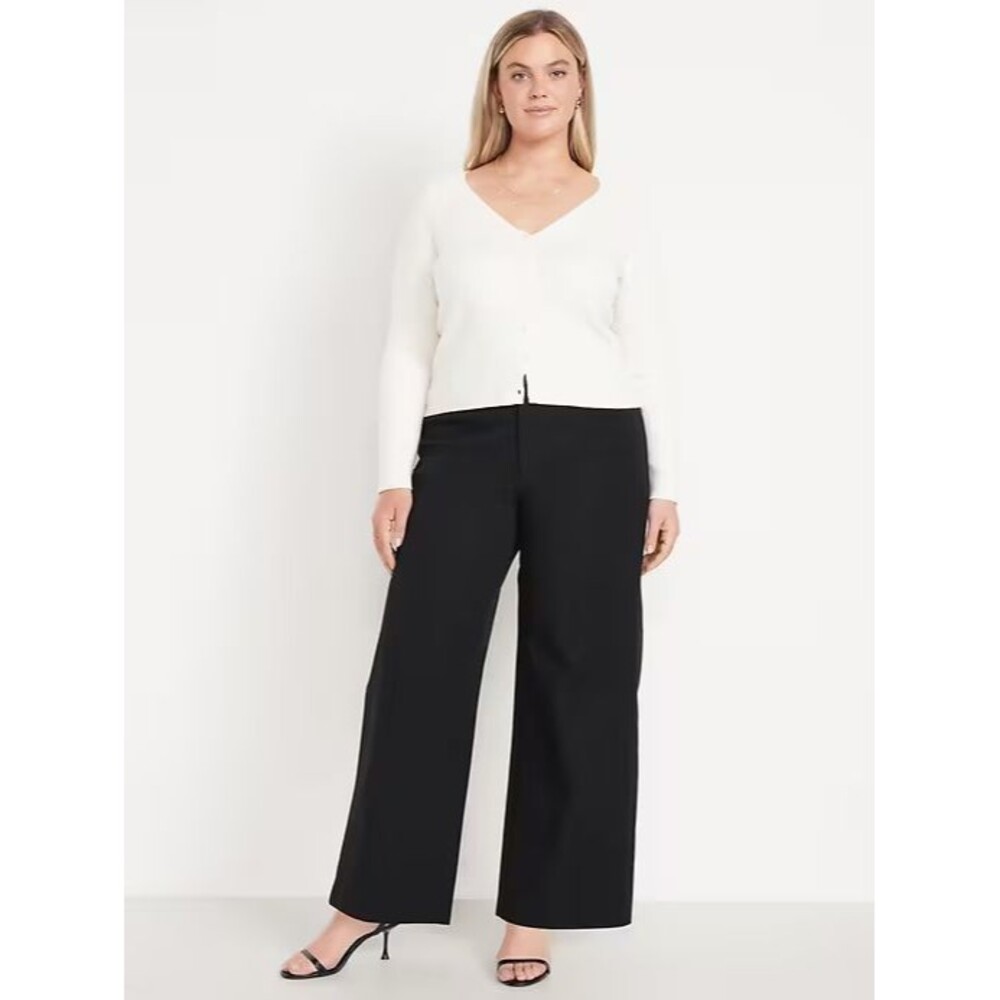 Old Navy Pixie Super Wide-Leg Pants Women 22 Black Stretch Career NEW